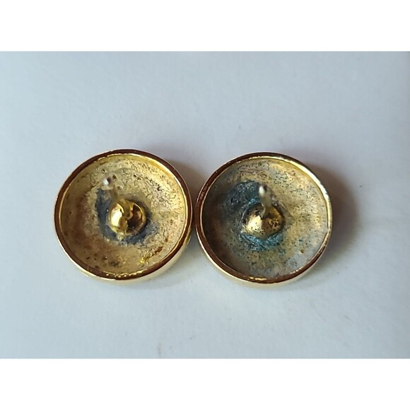 Cloisonne Enamel Floral Circular Stud Earrings Vintage, READ - Picture 10 of 10